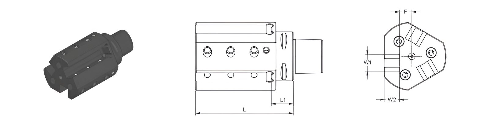 Polygonal T6 STALF320125Y Square Shank Holder (ISO 26623-1) (Compatible with Capto® Style C6)